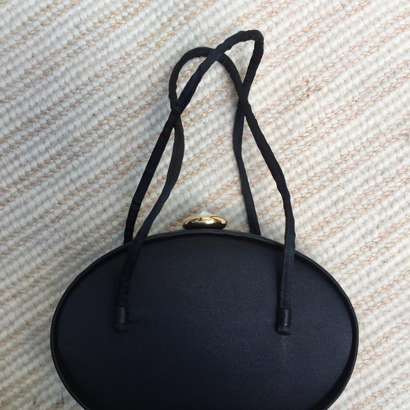 Urban Outfitters double strap black clutch w/ faux crystal snap - Picture 5 of 9